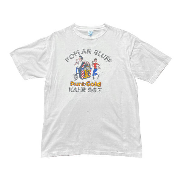 USA 古着 90S NISSIN KAHR 96.7 Tシャツ ヴィンテージ ジュークボックス ホワイト メンズXL シングルステッチ BA3703
