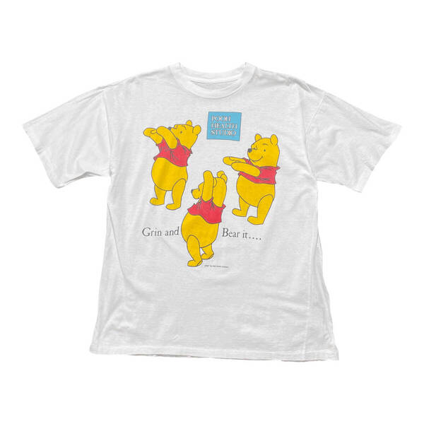 古着 90S ディズニー Disney くまのプーさん Tシャツ ヴィンテージ ホワイト クルーネック シングルステッチ BA3705