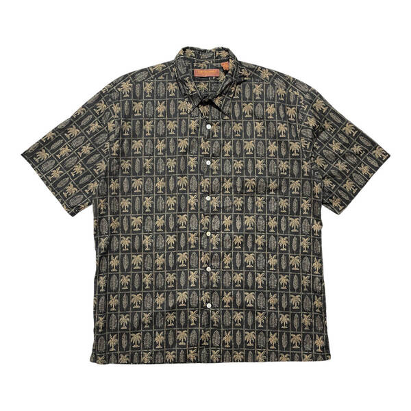 古着 ハワイ製 TORI RICHARD トリリチャード コットン アロハシャツ ハワイアンシャツ ヤシの木 メンズXL ブラック BF2786