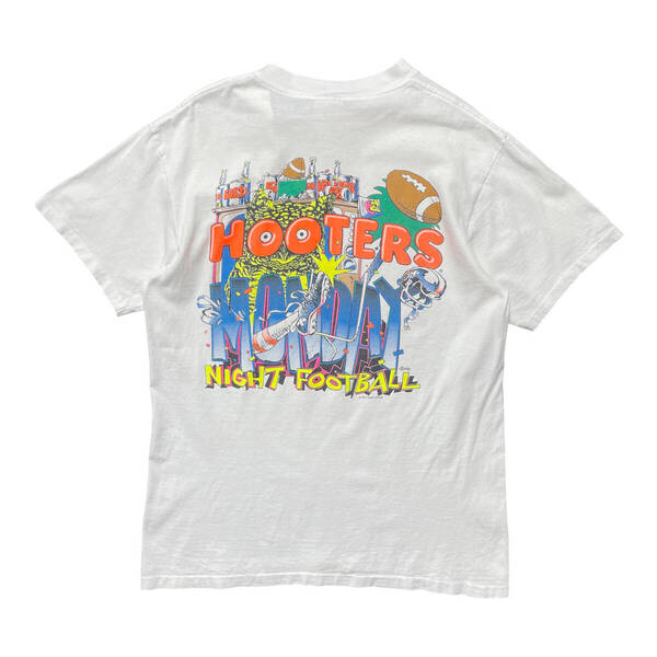 古着 90S USA製 HOOTERS ヴィンテージ フーターズ 1991 マンデーナイトフットボール オールド Tシャツ メンズL シングルステッチ BA3717