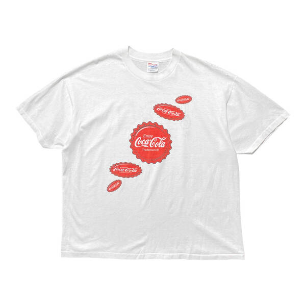 古着 90S USA製 ヴィンテージ コカコーラ 企業系 プリント Tシャツ メンズXL シングルステッチ 短丈 ボックスシルエット BA3718