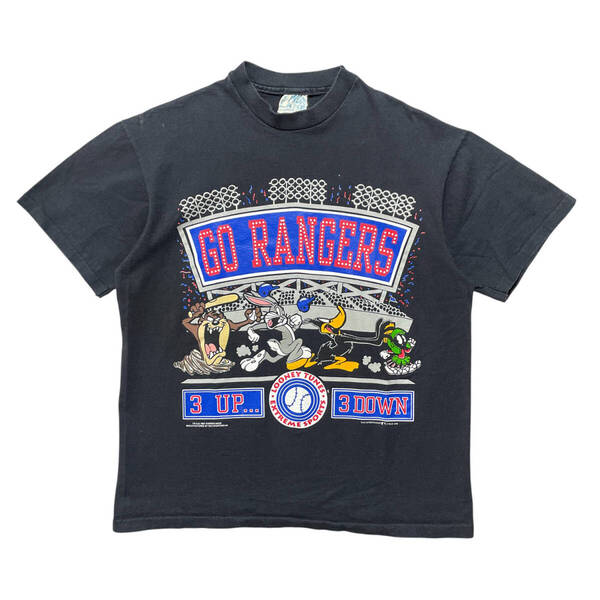 USA 古着 90S ヴィンテージ ルーニーテューンズ MLB レンジャーズ 1994 キャラクター Tシャツ メンズL相当 シングルステッチ BA3728