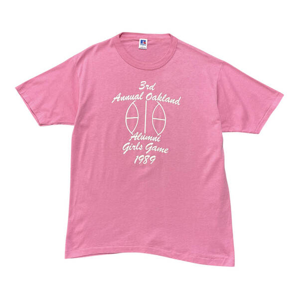 USA 古着 80S USA製 RUSSELL ラッセル ヴィンテージ バスケットボール クルーネック Tシャツ メンズL ピンク シングルステッチ BA3740