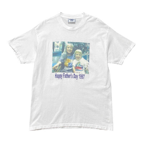 古着 90S USA製 Lee ヴィンテージ 97年 父の日 アメリカ人 姉妹 最高峰 ピクチャープリント 誰やねん Tシャツ メンズL BA3749