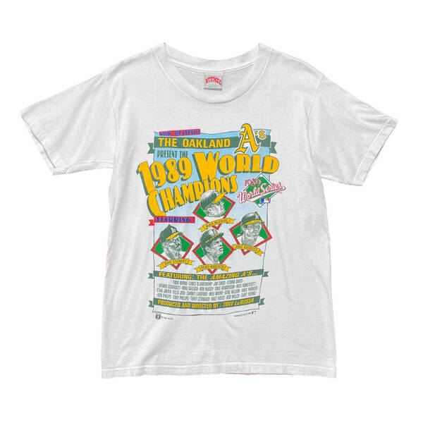 USA 古着 80S USA製 ヴィンテージ MLB 1989年 オークランド アスレチックス メジャーリーグ Tシャツ メンズM シングルステッチ BA3751