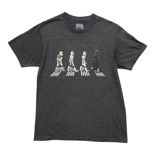 USA 古着 STAR WARS スターウォーズ Tシャツ アヴィーロード パロディ チャコール メンズM クルーネック BA3755