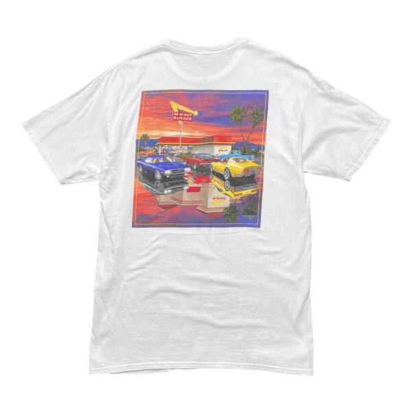 USA 古着 In-N-Out Burger インアンドアウトバーガー Tシャツ バックプリント ホワイト 企業系 メンズL BA3759