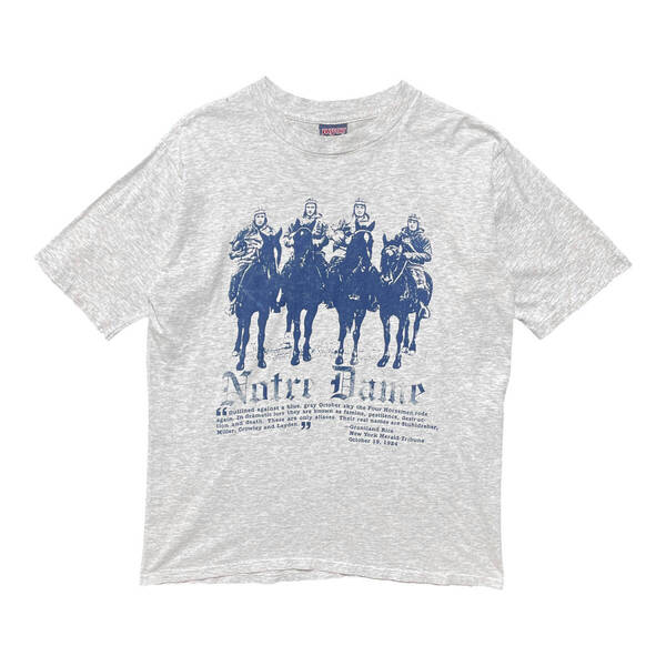 古着 USA製 90S ノートルダム大学 カレッジ Tシャツ ヴィンテージ プリント グレー メンズL シングルステッチ BA3762