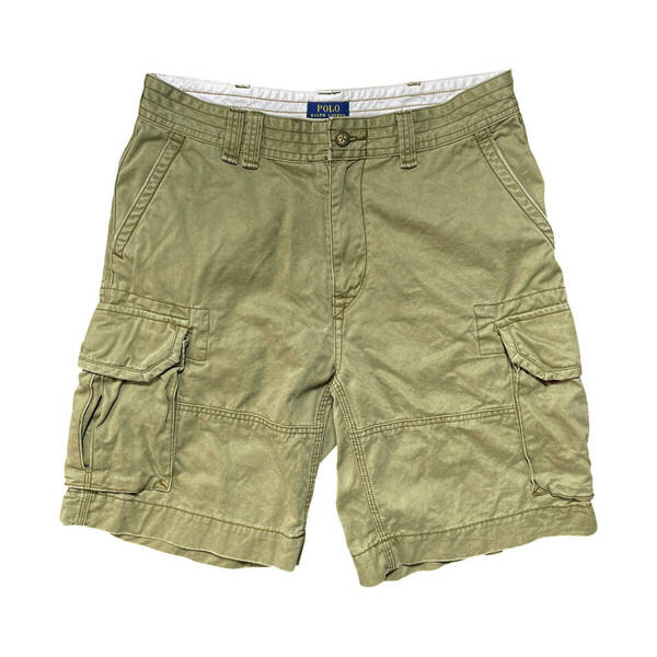 USA 古着 POLO RALPH LAUREN ポロ ラルフローレン コットン ポロチノ ハーフカーゴパンツ ハーフパンツ W34 半ズボン CE0224