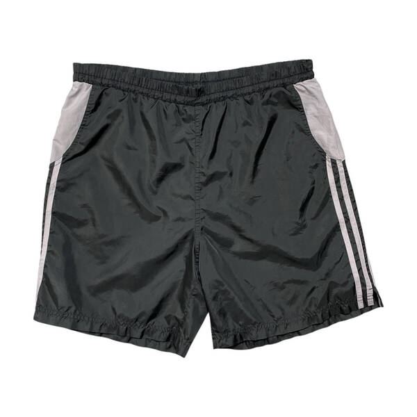 USA 古着 90S adidas アディダス ナイロン ハーフパンツ スイムパンツ メンズM ブラック グレー 海パン 海水パンツ ヴィンテージ CE0247