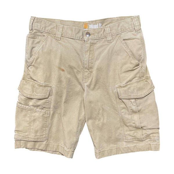 USA 古着 Carhartt カーハート ストレッチ コットン リラックスフィット ワークパンツ カーゴパンツ ハーフパンツ W33 ベージュ系 CE0249