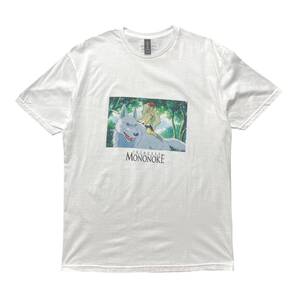 未使用品 海外版 公式 スタジオジブリ Tシャツ 映画 もののけ姫 サン Ghibli ホワイト 白 プリンセスモノノケ メンズL アニメ BA3796