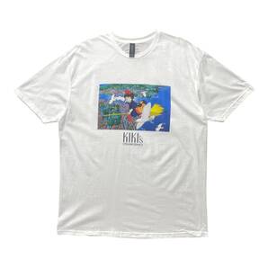 未使用品 海外版 公式 スタジオジブリ Tシャツ 映画 オフィシャル 魔女の宅急便 キキ ジジ Ghibli ホワイト 白 プリント メンズXL BA3798