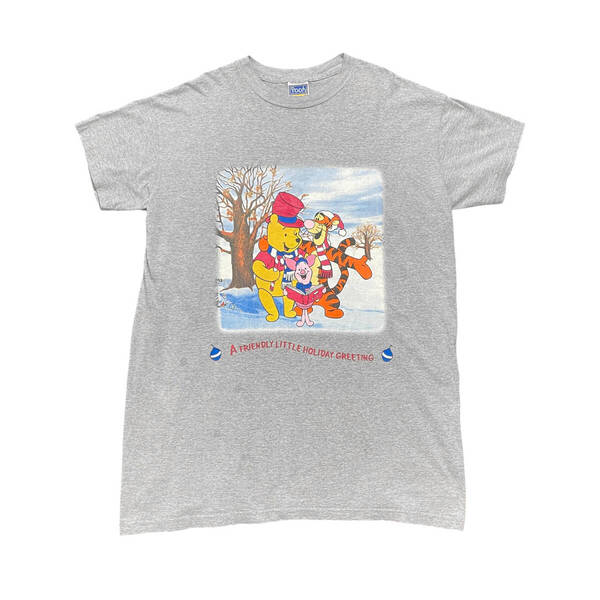 USA 古着 00S ディズニー Disney くまのプーさん ワンピース Tシャツ ティガー ピグレット グレー レディース ワンサイズ BA3788