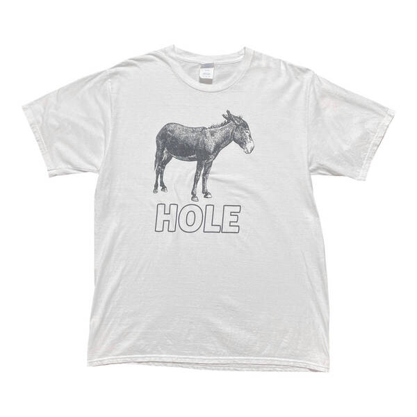 USA 古着 アニマルプリント ロバ Tシャツ プリント ホワイト メンズL クルーネック BA3792