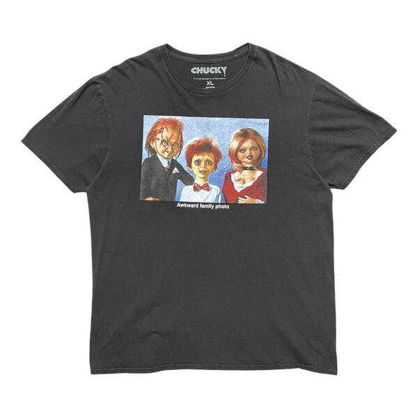 USA 古着 映画 チャイルドプレイ Chucky チャッキー Tシャツ ファミリーフォト キャラクター メンズXL ブラック BA3820