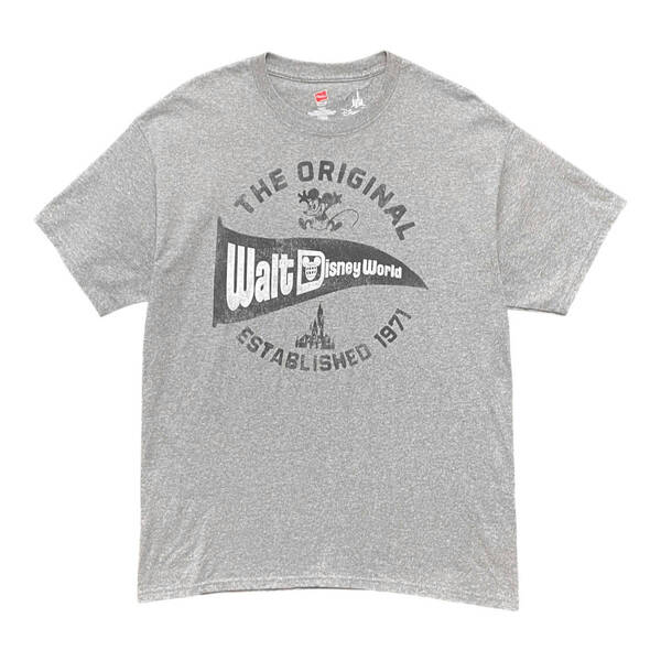 USA 古着 Disney ディズニー ミッキーマウス キャラクター Tシャツ メンズL クルーネック グレー BA3823