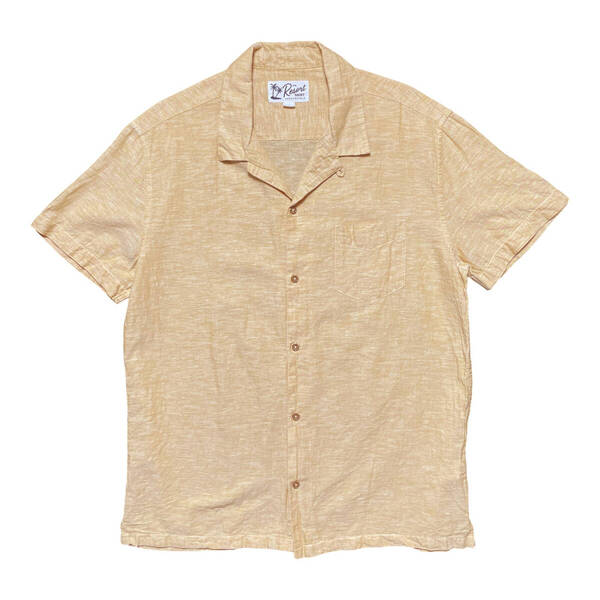 USA 古着 THE Resort SHIRT Aeropostale エアロポステール コットン/リネン 開襟 ビーチシャツ アロハシャツ 無地 メンズL ベージュ BF3056