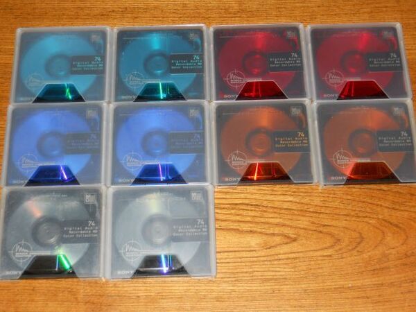 (S13) MD ミニディスク 中古 初期化済 SONY Color Collection 74 5色 2枚ずつ 10枚セット 同一デザイン