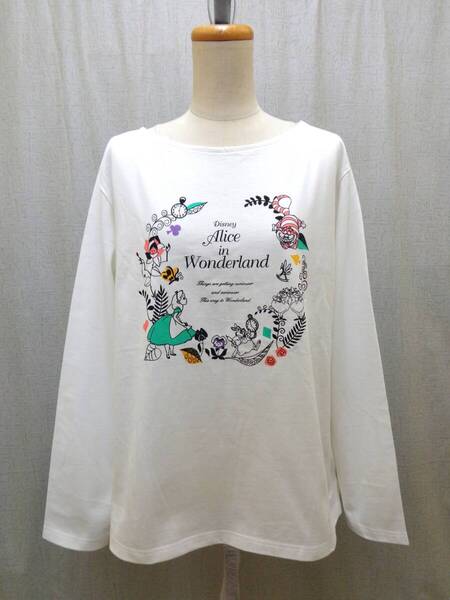 送料無料!DISNEY Alice in Wanderland オフ白長袖カットソー(3L)