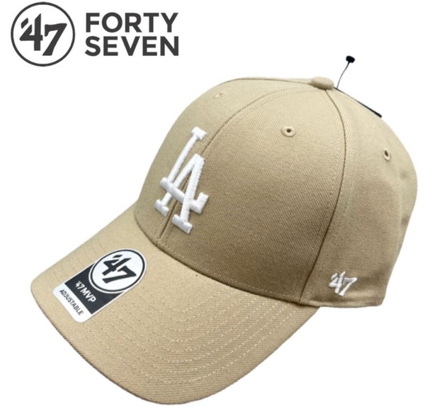 47BRAND キャップ 帽子 フォーティーセブン ブランド ドジャース カーキ×ホワイト MLB オールシーズン ユニセックス 47BRAND MVP 新品
