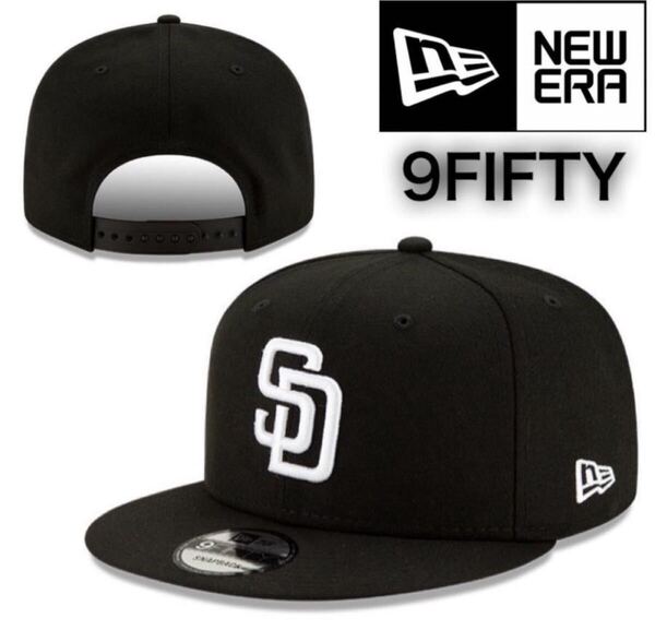 ニューエラ キャップ 帽子 9FIFTY ワンサイズ パドレス ブラック×ホワイト スナップバック フラットバイザー NEWERA 9FIFTY CAP 新品