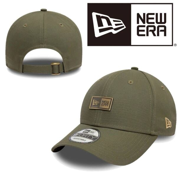 ニューエラ Newera 帽子 キャップ ベースボールキャップ オリーブ プレートロゴ バッジ メタル ワンサイズ シンプル NEWERA 9FORTY 新品