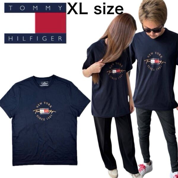 トミーヒルフィガー トップス 半袖Tシャツ 09T4510 ネイビー XLサイズ クルーネック メンズ レディース TOMMY HILFIGER S/S CREW NECK 新品