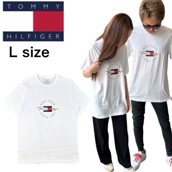 トミーヒルフィガー トップス 半袖 Tシャツ 09T4510 ホワイト Lサイズ クルーネック 男女兼用 TOMMY HILFIGER S/S CREW NECK 新品