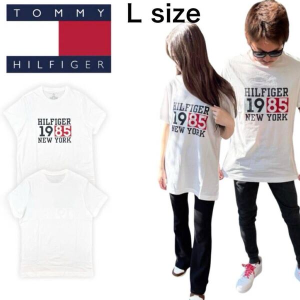 トミーヒルフィガー トップス 半袖 Tシャツ 09T4465 ホワイト Lサイズ クルーネック メンズ レディース TOMMY HILFIGER S/S CREW NECK 新品