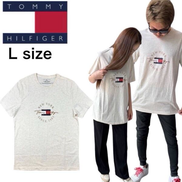 トミーヒルフィガー 半袖 Tシャツ 09T4510 オートミール Lサイズ クルーネック メンズ レディース TOMMY HILFIGER S/S CREW NECK 新品