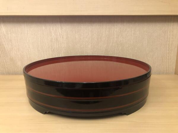 寿司桶 漆器 直径36㎝×深さ6㎝(ふたを閉めた状態9㎝) 新品未使用