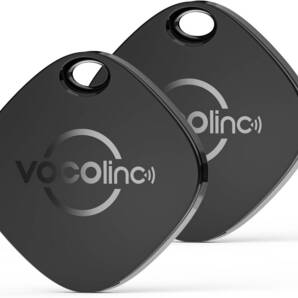 VOCOlinc Key Finder エアタグ 紛失防止タグ Appleの「探す」 (iOSのみ対応), スマートタグ 忘れ物防止 タグ 超薄 ブラック2個入り