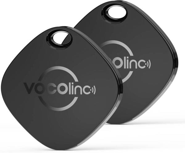 VOCOlinc Key Finder エアタグ 紛失防止タグ Appleの「探す」 (iOSのみ対応), スマートタグ 忘れ物防止 タグ 超薄 ブラック2個入り