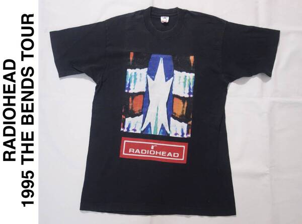 【送料無料】鬼レア 正規品 当時物 RADIOHEAD 1995 THE BENDS TOUR Tシャツ USA製 M 黒 レディオヘッド トムヨーク ヴィンテージ