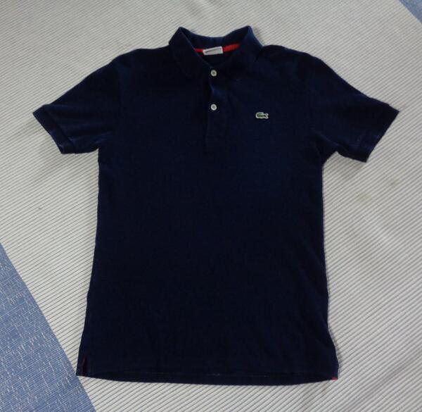 HRM/サイズ3/ラコステ/LACOSTE/ハリウッドランチマーケット/ハリラン/聖林公司/blue blue/半袖刺繍インディゴポロシャツ/濃紺ブルー