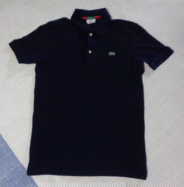 HRM/サイズ2/ラコステ/LACOSTE/ハリウッドランチマーケット/ハリラン/聖林公司/blue blue/半袖刺繍インディゴポロシャツ/濃紺ブルー