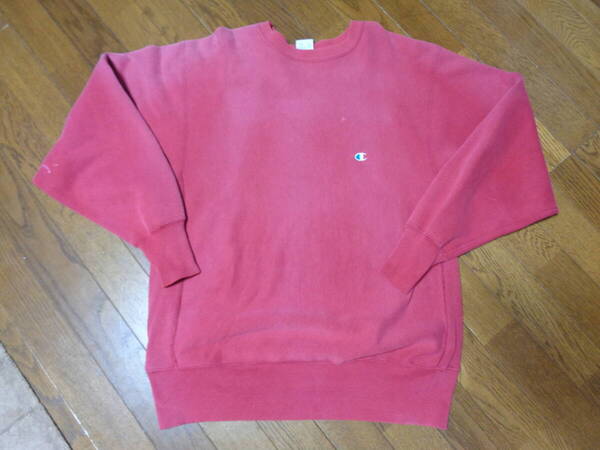 超フェード/XL/ビンテージ/90s/USA/刺繍タグ/チャンピオンChampion/リバースウィーブ/トレーナー/スウェット/パーカー/レッド