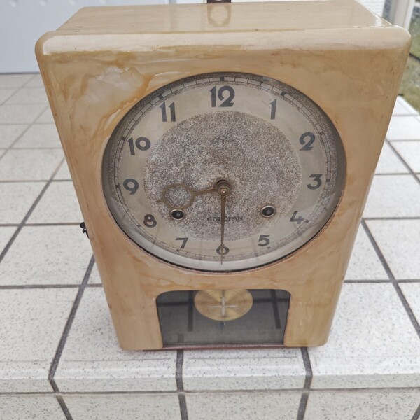 レトロ ベージュ 木製振り子時計 可動確認済 昭和レトロ アンティーク