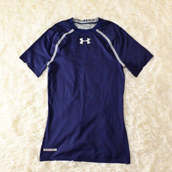 C1 Men M アンダーアーマー 紺 コンプレッション ヒートギア 半袖Tシャツ