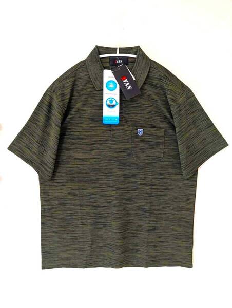 【新品】タグつき ☆MR.VAN ミスターヴァン 半袖ポロシャツ メンズL ダークグリーン 吸湿速乾素材 サラッと 爽やか ゴルフ カジュアル バン