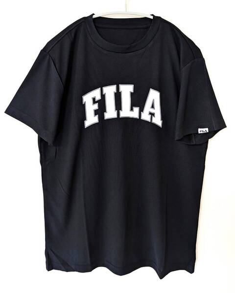 【新品】タグつき ☆FILA フィラ メッシュ半袖Tシャツ ブラック 黒 メンズ サイズL 吸水冷感 保湿冷感 UVカット ビッグロゴ☆