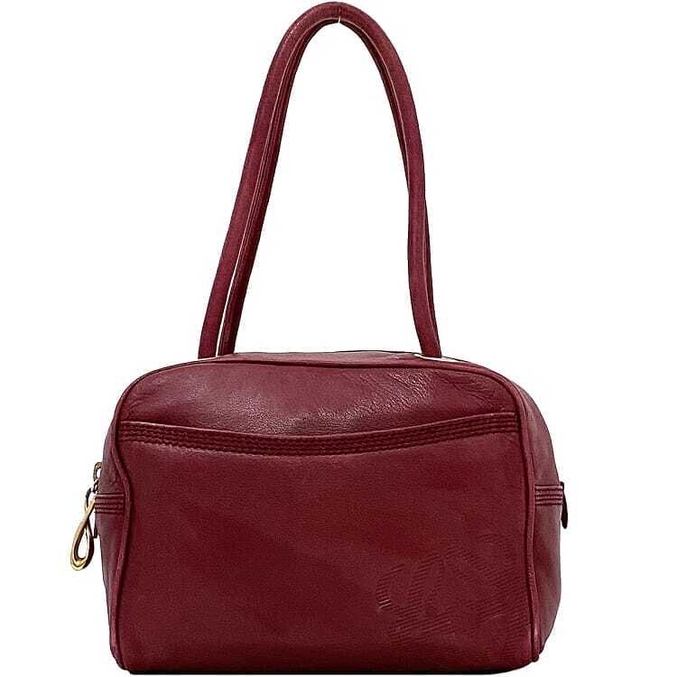 ロエベ ハンドバッグ ec-23111 ボルドー アナグラム 美品 ナッパ レザ