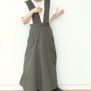 2022SS★美品★BEAMS HEART サスペンダー付フレアジャンパースカート 定価7,590円 オリーブ 春 夏 秋 冬 ビームスハート ロング丈 通年