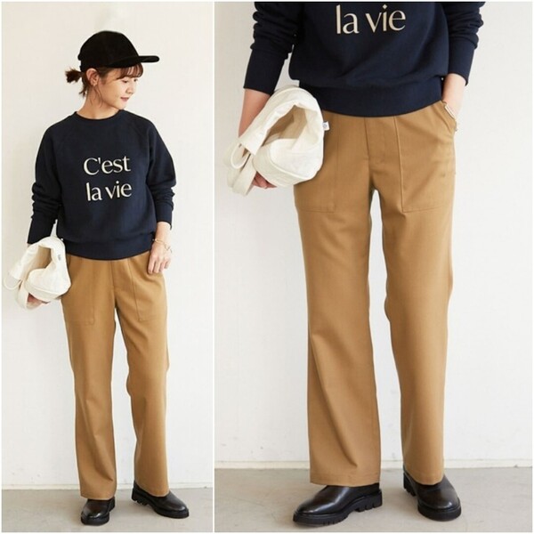 美品★SLOBE IENA ドライマットベイカーパンツ 定価9,900円 キャメル スローブイエナ 春 夏 秋 冬 オフィス 通勤