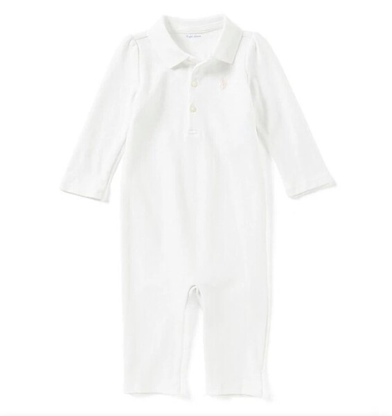 春物★新品タグ付★POLO RALPH LAUREN カバーオール 9m 75㎝(70 80) ホワイト 白 ポロ ラルフローレン ベビー服 ロンパース 新生児