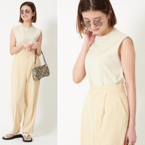 夏物★美品★U by Spick&Span ノースリーブニットプルオーバー 定価7,700円 オフホワイト ユーバイスピック&スパン オフィス 通勤