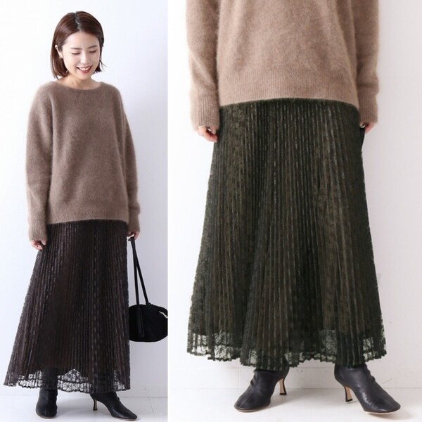 新品タグ付★Spick & Span 2wayレーススカート 定価19,800円 カーキ スピック&スパン 春 夏 秋 冬 オフィス 通勤 カジュアル ベイクルーズ