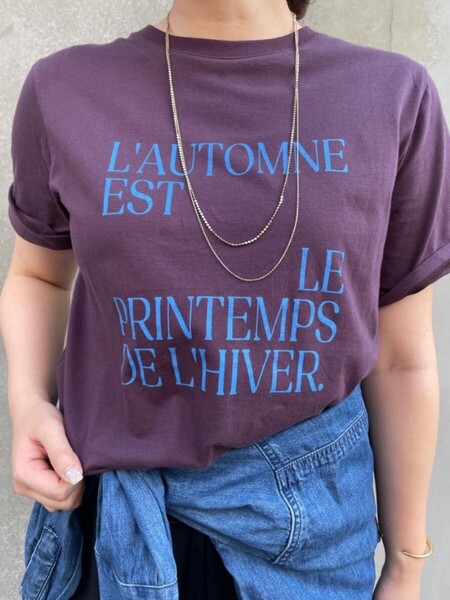 2024SS★美品★le.coeur blanc ロゴプリントTシャツ 定価6,600円 ボルドー 春 夏 秋 晩夏 ロゴT 半袖 ルクールブラン カジュアル