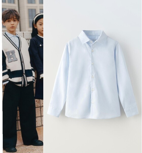 2024SS★新品タグ付★ZARA KIDS ストレッチシャツ 164㎝ 定価4,390円 ブルー ザラ 子ども 男の子 150 160 春 夏 秋 冬 スーツ セレモニー